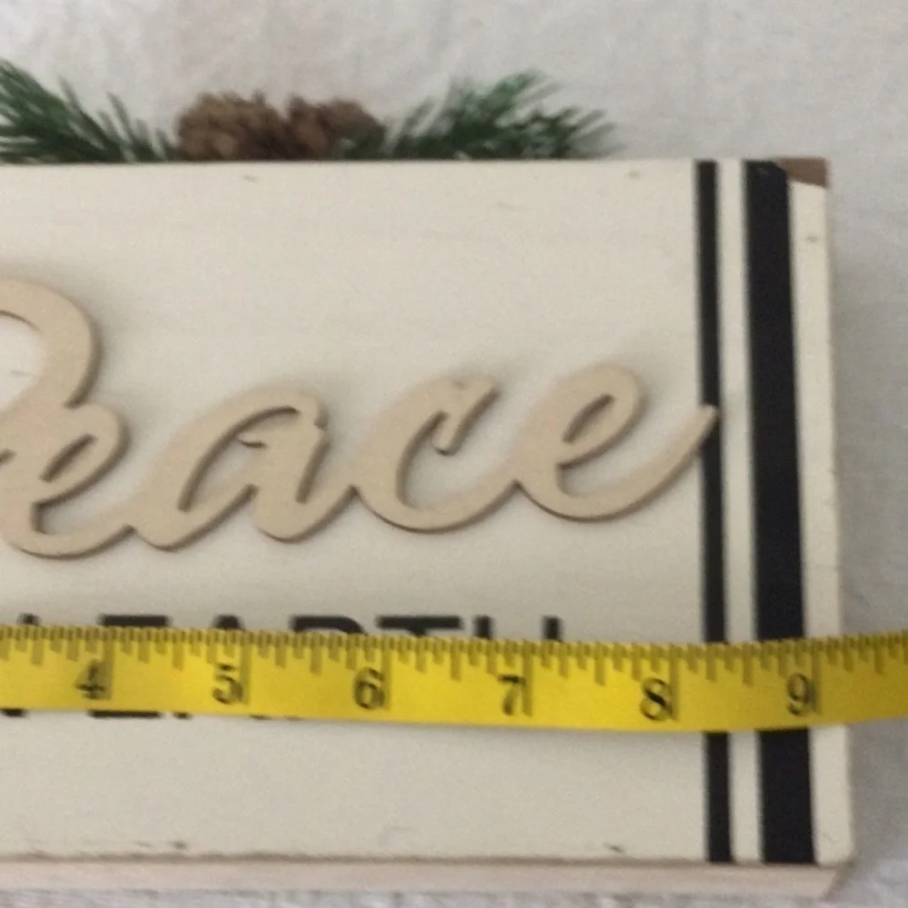 Peace On Earth Holiday Sign - White and Black